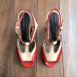 MARNI RETRO 40’s INSPIRED RED & TAUPE PLATFORMS